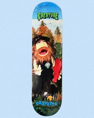 RARE SIGNED David Gravette Creature Skateboard Deck Fuzzy Fiends 420 Puppet 8.3''