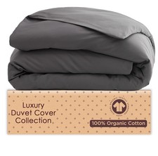Organic Cotton Duvet Cover Queen/Full Smoke Grey GOTS Certified Soft ...