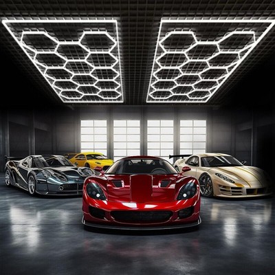 14X Hexagon LED Lampe Werkstatt Garage Wand Decken Leuchte Waben Beleuchtung DE