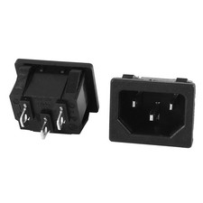 2 Pcs AC 250V 10A 3 Flat Terminals IEC320 C14 Plug Power Connector Socket Black
