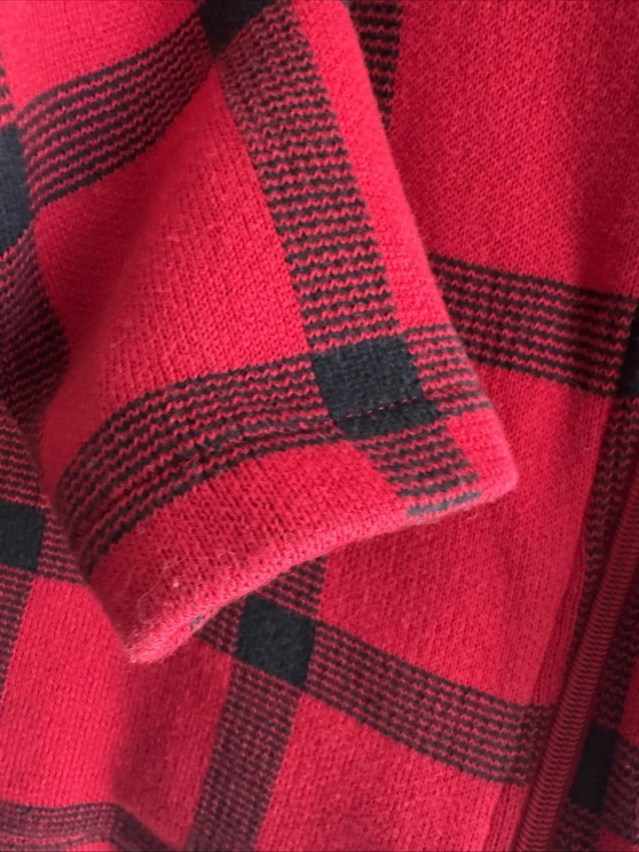 Chaqueta de moto Chaps 100 % algodón para mujer M elegante roja y negra a cuadros cremallera dorada Foto 4 de 4