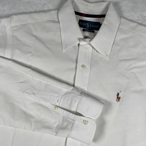 Ralph Lauren Button Down Mens L White Classic Fit Oxford Pony Logo Shirt - product listing photo