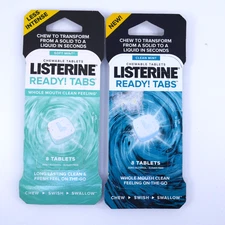 Lot of 2 Listerine Ready Tabs Clean Mint Soft mint 8 Tablets Each 16 Tabs Total