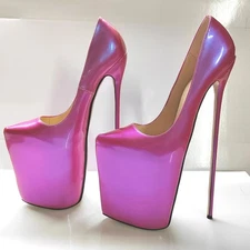 30cm Super High Stiletto Heel Platform Patent Leather Women Nightclub Pointy Toe