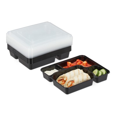 Meal Prep Boxen 4 Fächer, Essensboxen 10er Set, Food Boxen mikrowellengeeignet