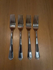 Set of 4 LENOX 18/10 Stainless BRITISH COLONIAL Glossy 7-1/8" Salad Forks - EUC+