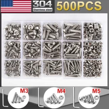 500pcs Allen Bolts and Nuts Assorted Set Stainless Steel Button Head Hex Screws