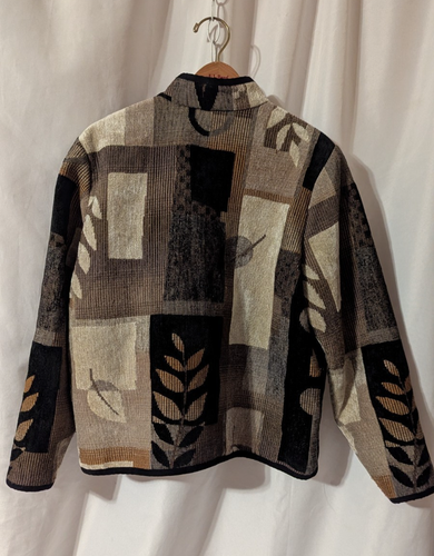 Coldwater Creek Size Large Tapestry Leaf Jacket Front Zip Brown Women's - Picture 5 of 10