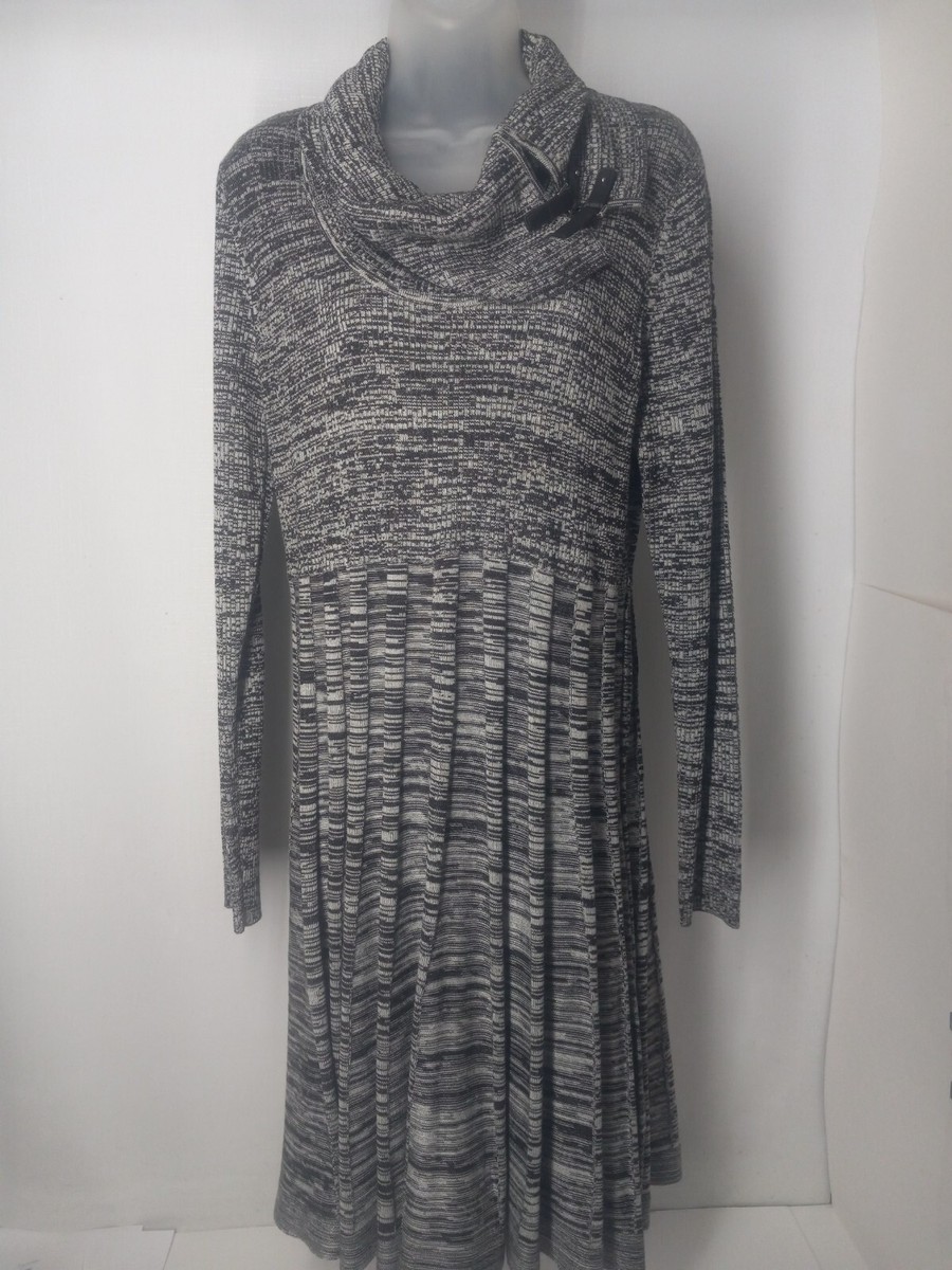 Dana Buchman Women Size Large Cowl Neck Sweater Dress Long Sleeve Midi |  eBay