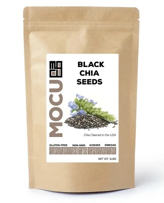 MOCU PREMIUM BLACK CHIA SEEDS - Raw, Non-GMO, Gluten-Free, Grown Organically