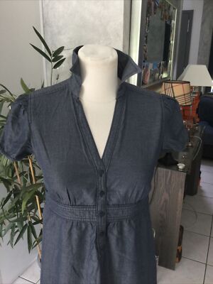 Robe En Jean Denim Bleu Esprit - Taille 36 - Style Chemisier - Longueur Genou - Occasion Très Bon État