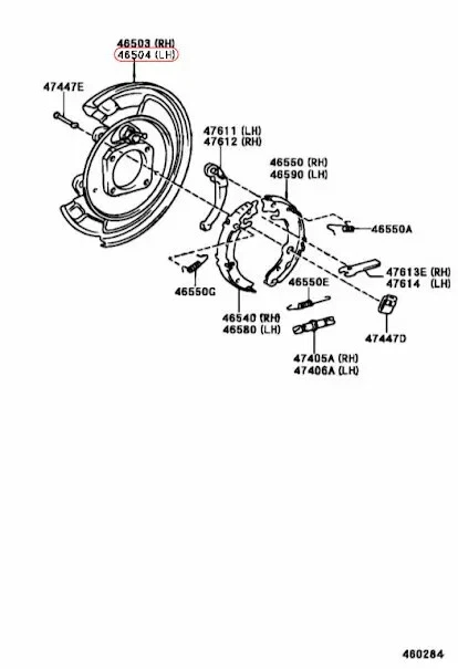 Subconjunto de placa de freno de estacionamiento Toyota Corolla Celica Matrix LH 46504-20070 Foto 2 de 3
