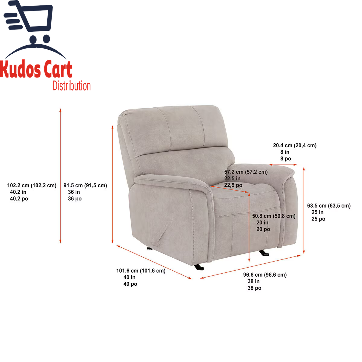 True Innovations Hayden Beige Fabric Manual Recliner Chair