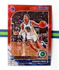 2019-20 NBA Hoops Premium Stock Jordan Poole Rookie Red Cracked Ice Prizm #223