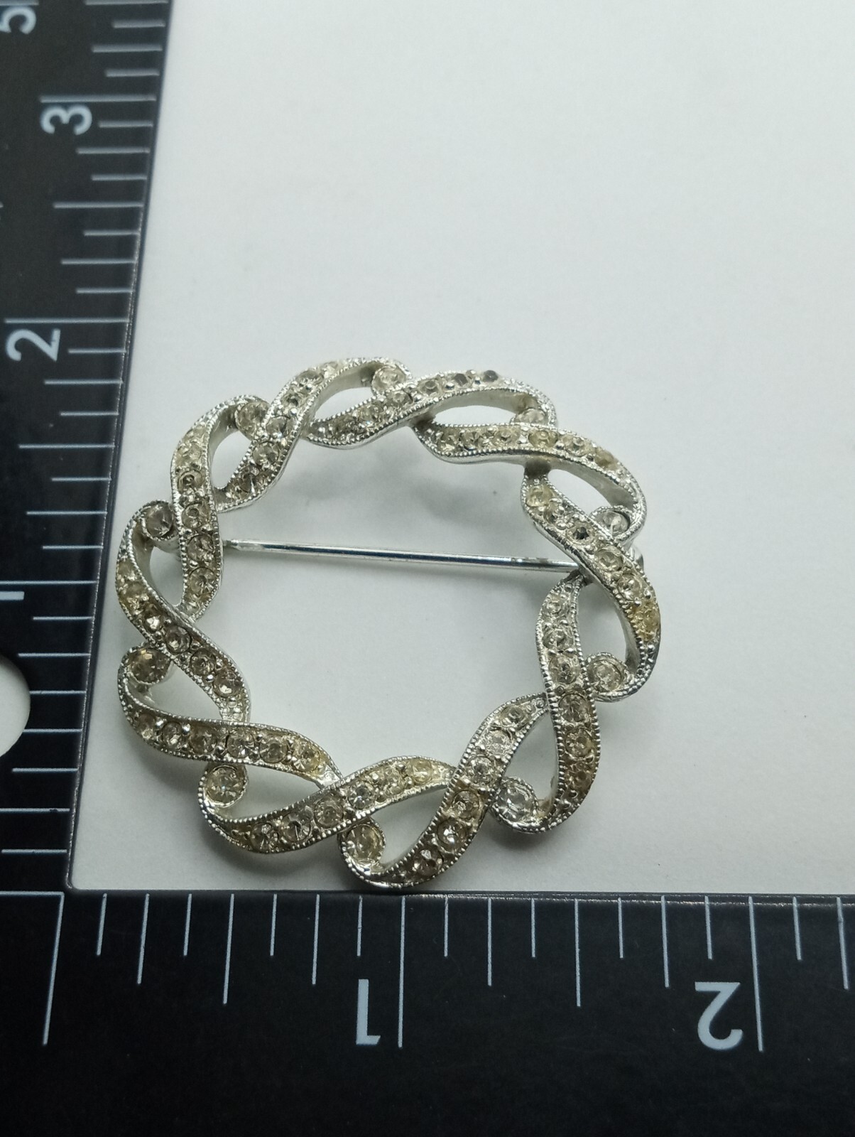 Vintage Henry Bogoff Clear Rhinestone Wreath Broo… - image 13