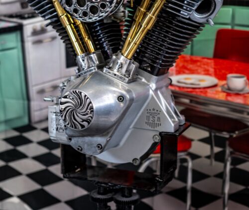 Hot Psycho Candy Black Silver Evo Shovelhead 2 Hole Timing Cover Harley Davidson - Picture 3 of 9