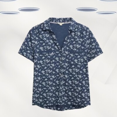 Ex White Stuff Damen Kurzarm Jersey Shirt mit Tasche in Blau (UVP 39 )