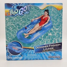 H2OGo Bestway Inflatable Designer Pool Lounger /Back, Arm Rests & cup holder New