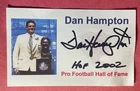 SIGNED DAN HAMPTON 3"X5" INDEX CARD - BEARS - SUPER BOWL XXX - HOF