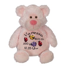 Pl&uuml;schtier, Kuscheltier, Baby-Geschenk individuell bestickt, Bobby B&auml;r pink
