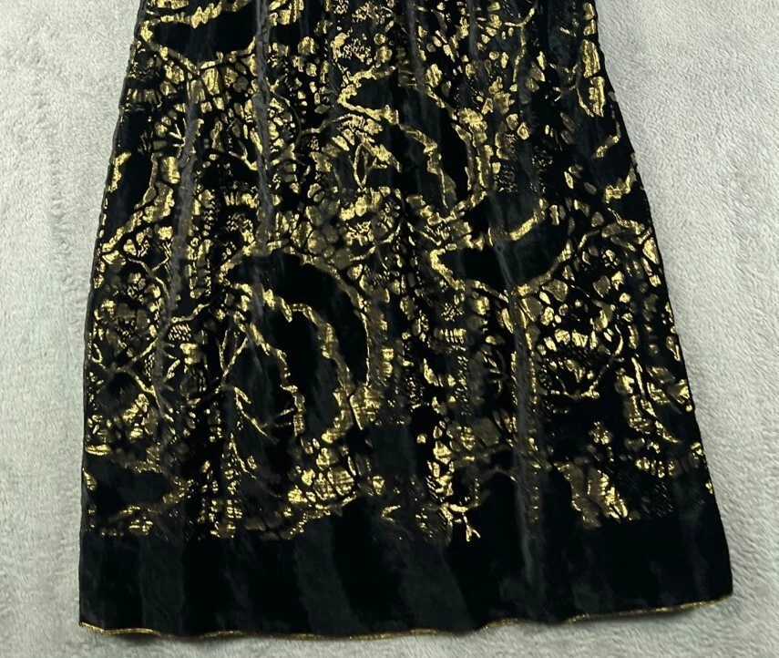 Cynthia Cynthia Steffe Womens 10 Black Velvet Dress Silk Blend Gold Jacq MSRP395 - image 4 of 4