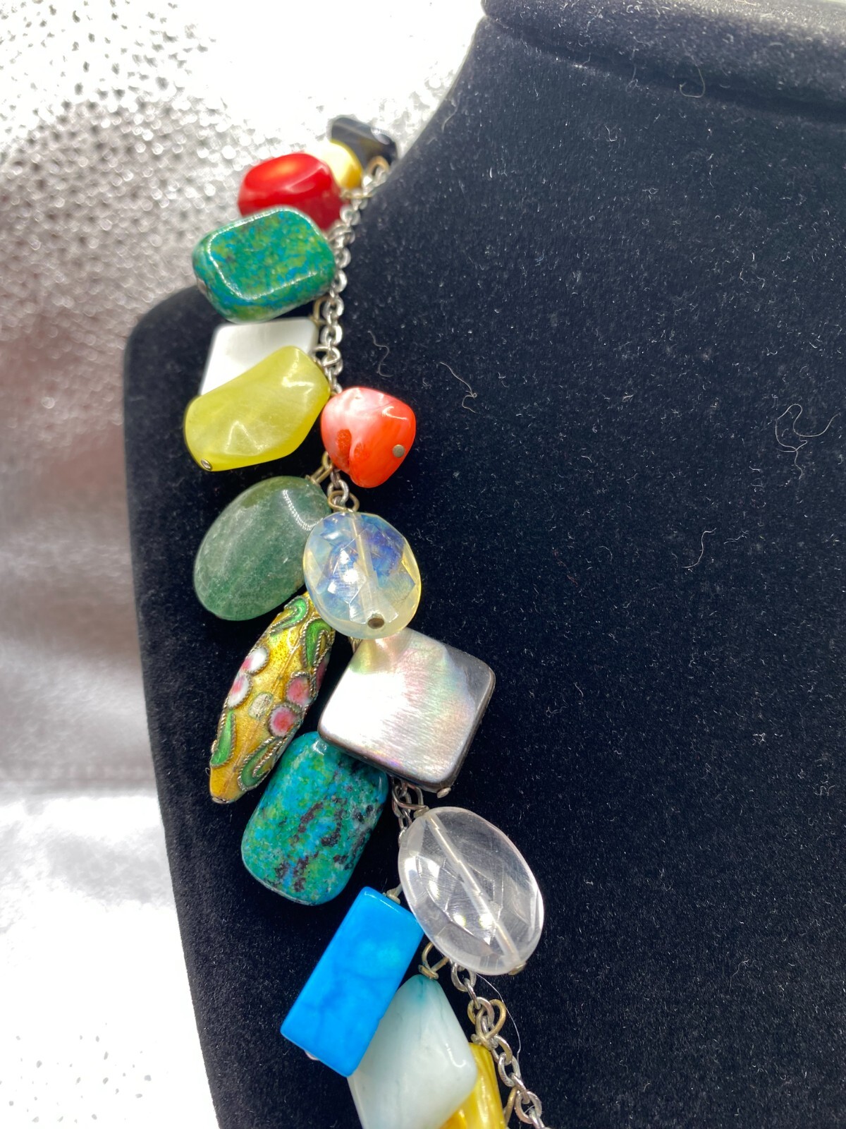Multi-colored shell and stone necklace - image 2