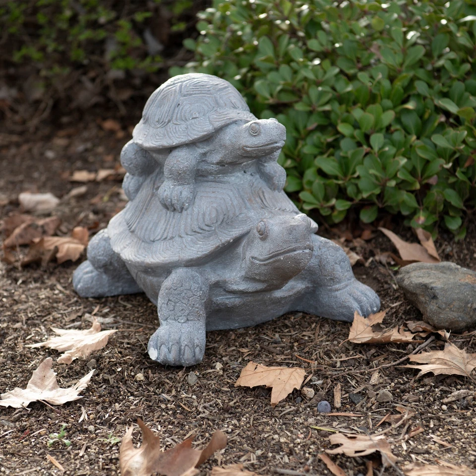 XBrand 18.9"L Light Grey MGO Mother and Baby Turtle Statue XR-5-0460 - Image 4 of 4