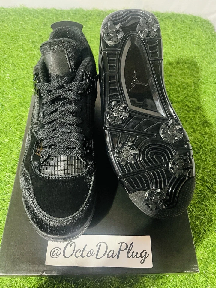 Nike Air Jordan 4 Retro Golf Gato Negro Hombres Tallas CU9981-001 (Grado B) Foto 3 de 4