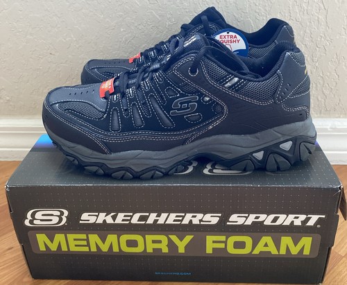 Mens Skechers Afterburn M. Fit Athletic Shoes Black/Charcoal Size 8 Wide