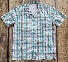 COLUMBIA PFG VENTED FISHING SHIRT BLUE GREEN MENS SMALL EXCELLENT CONDITION