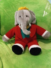 Vintage 1988 Babar The Elephant 14" Plush Stuffed Animal Cartoon Figure by GUND