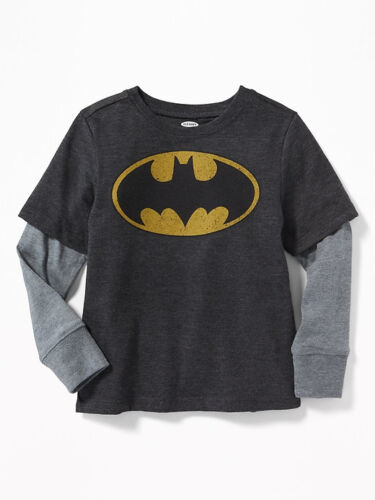 NWT Old Navy 2-in-1 DC Comics Superhero Batman Tees T-Shirt Long Sleeve 5T - Picture 1 of 2