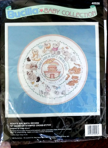 Bucilla Kreuzstich Geburt Record Kit – 33 Cm, Mit Stoff & Garn