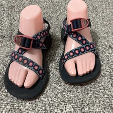 Chaco Z1 Cloud Marquise Pink Sandals Black Pink Adjustable Straps Womens Size 7