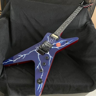 Blue Lightning Special Shape Electric Guitar HH Pickup Black Hardware FR Bridge