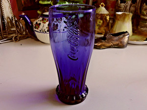 Vintage McDonald’s Coca Cola Cobalt Blue Glass Tumbler Retro Cap Bottom 6” RARE!