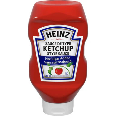 HEINZ Ketchup No Sugar Added, 750ml, 25.4oz., (12 pack) - Afbeelding 1 van 5