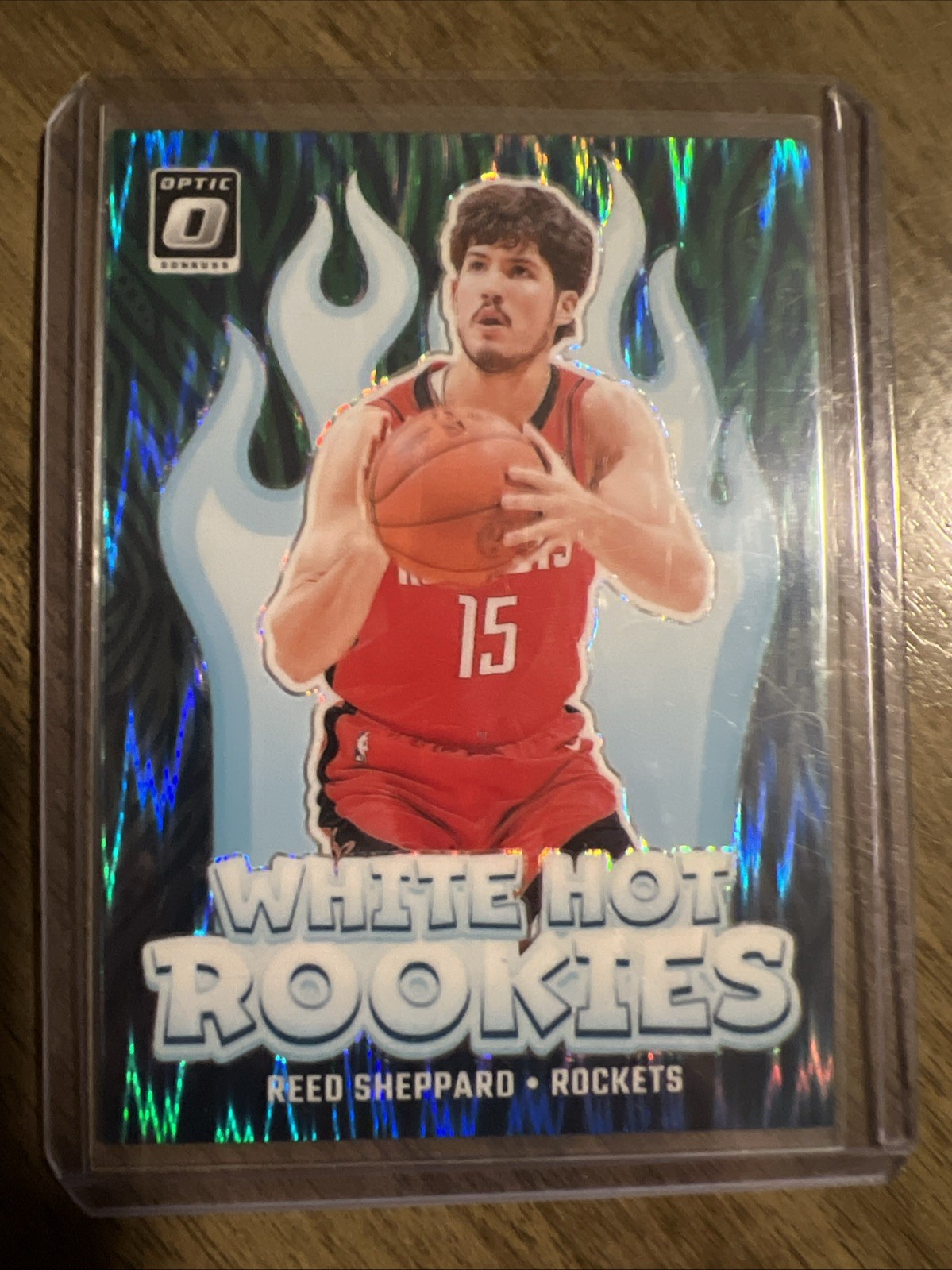 2024-25 Panini Optic Reed Sheppard White Hot Rookies Green Shock /149 Rockets