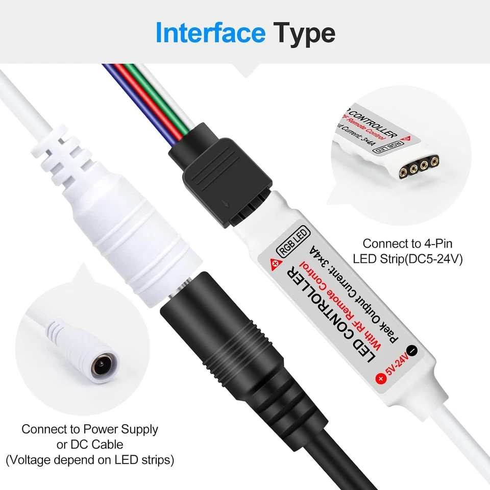 RF Wireless Remote LED Controller, DC 5V/12V/24V for 5050 3528 5630 LED Strip Li - Image 3 of 4