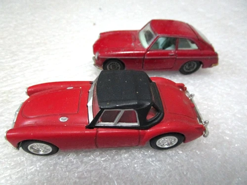 2 Corgi Toys Vintage MG - Red MGA 1600 MK1 & Red MG MGB GT