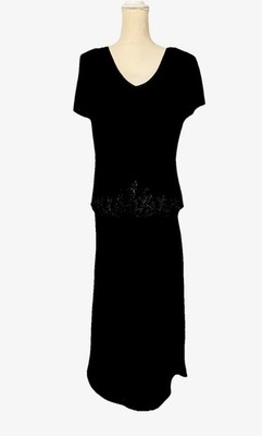 New W/ Tags After Dark Evening Dress Sz 10 Black Looks Like Two Piece Cap Sleeve