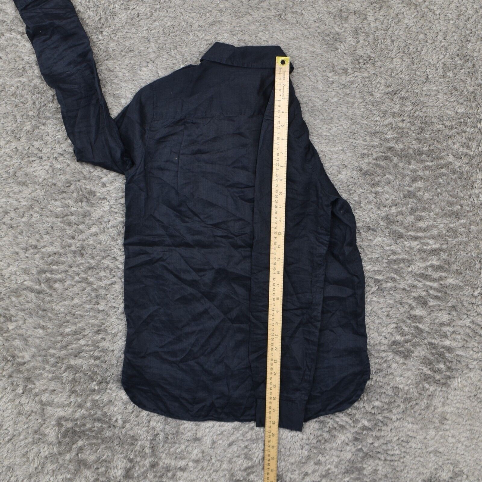 Michael Kors Women's Size XS Button Up Long Sleeve Blue Solid Ramie Collared Reg thumbnail 6