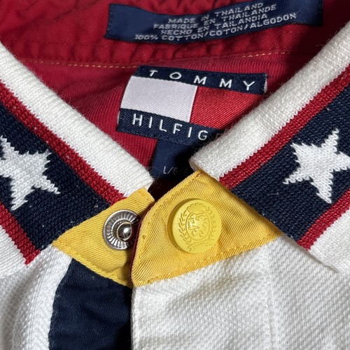 Tommy Hilfiger International Games Polo Shirt American USA Flag White Sz Large - Picture 4 of 9