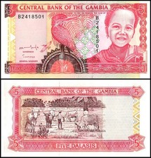Gambia 5 Dalasis, 1996 ND, P-16, UNC
