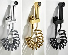 Wall Mount Brass Cold Valve Holder Tap Plastic Handheld Bidet Sprayer Set G1/2"