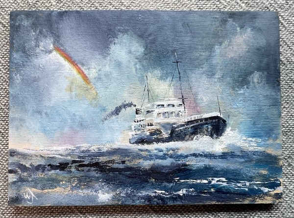ACEO ORIGINAL Seascape “Stormy Sea” Artist William Jamison Oil COA 2024