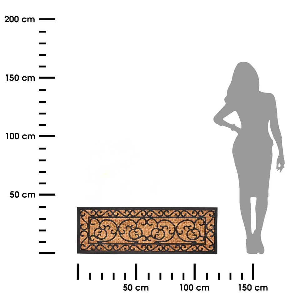 Fußmatte Türmatte Türvorleger Gummi Kokosnuss braun schwarz Vintage 120x40cm - Bild 3 von 4
