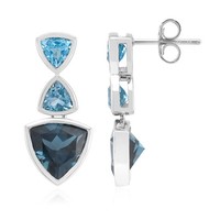Ohrringe Aus Rhodium-Versilbertem Silber Mit London-Blue-Topas