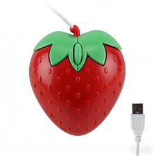 Strawberry Mouse, Cute Strawberry Shape Wired Optical Mouse, Cartoon Cute Com...