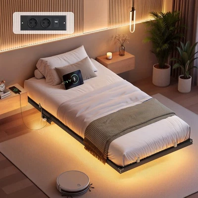 VASAGLE Bettgestell mit LED-Beleuchtung, USB-C-Anschluss, Steckdosenleiste - Bild 1 von 4